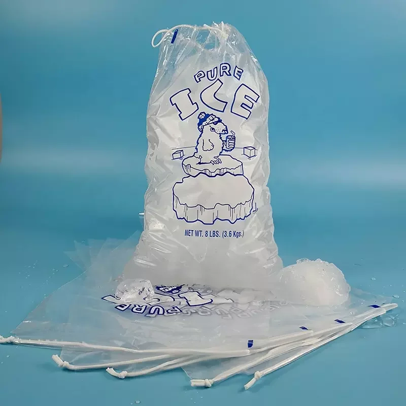 ice bags drawstring ice bags heavy duty transparent flat pouch ice bags