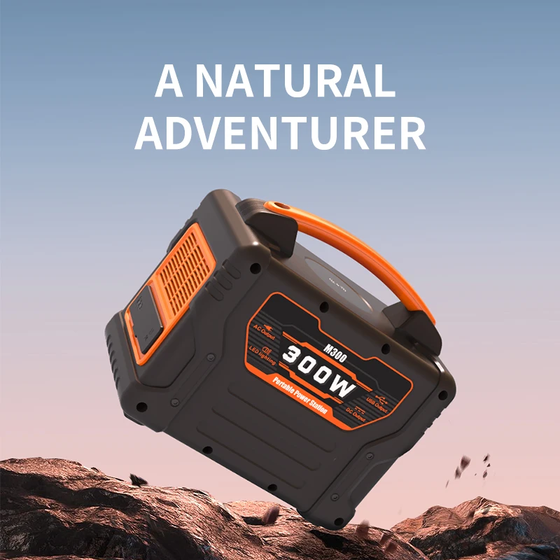 300W Home Outdoor Camping Powerbank Portable Solar Generator Home Lithium Battery Pure Sine Wave Emergency Power Station
