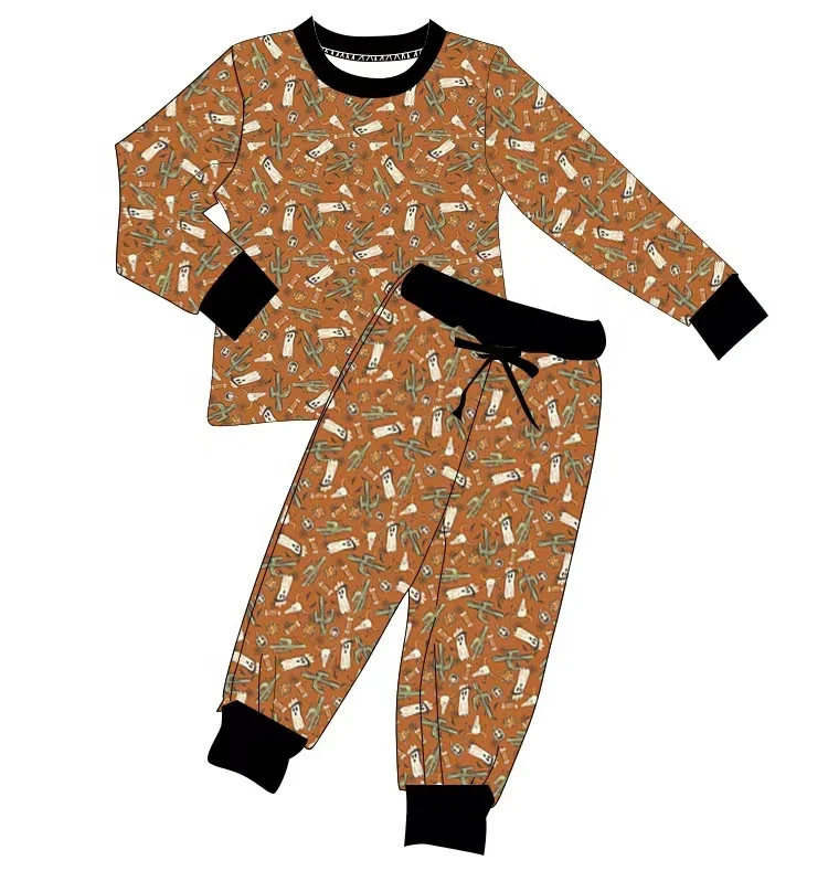 Fall Baby Outfits Custom Halloween Kids Toddler Boy Girl milk Silk Bamboo Boutique Clothing Sets long sleeve Kids Pajamas