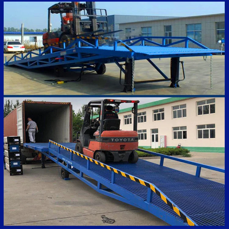 Used Mobile Container Load Ramp Manual Hydraulic Lift Table with Motor Gear Mobile Boarding Bridge Forklift Ramp Manufacturer