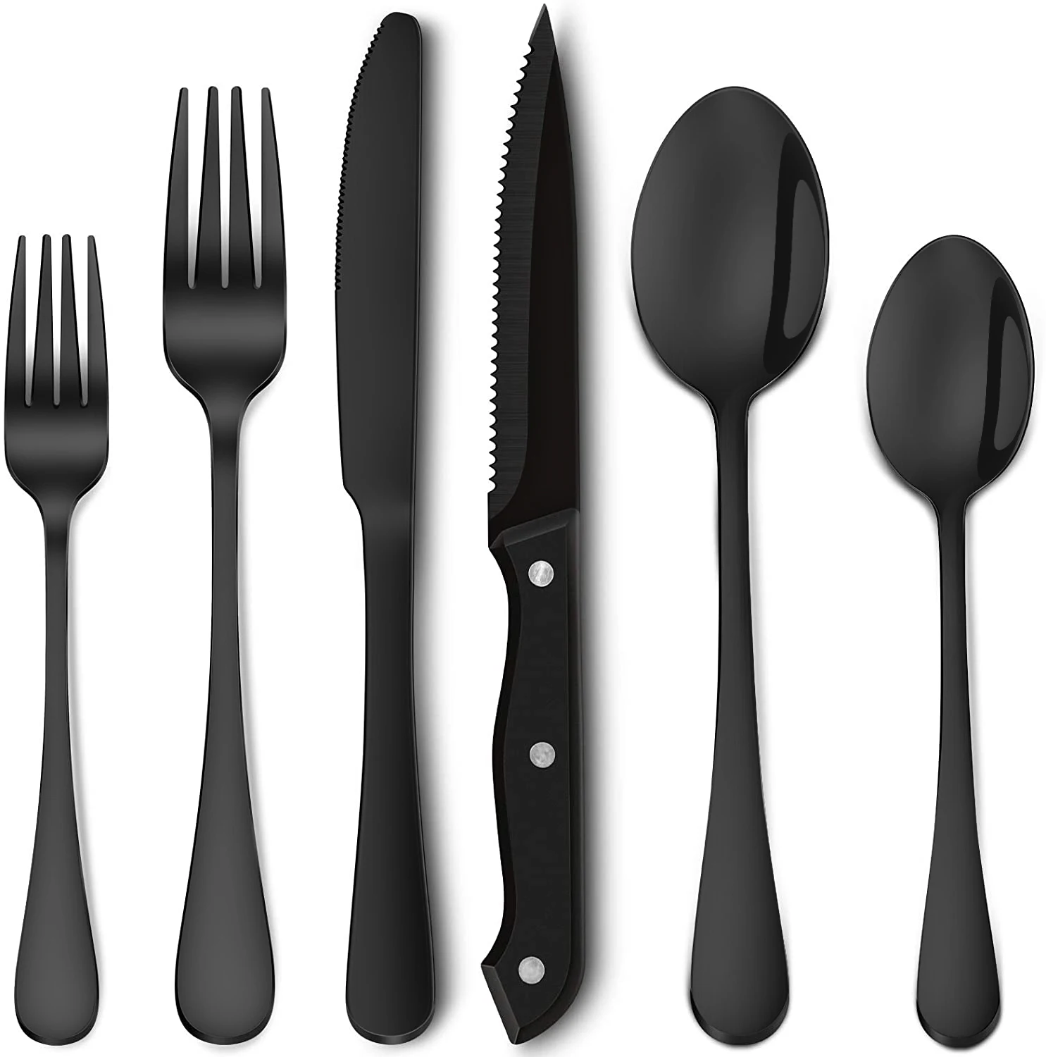 QZQ High Quality Bulk Bestek Hotel Home Knife Spoon Fork Set Wedding Silver Black Silverwar Flatware Stainless Steel Cutlery Set