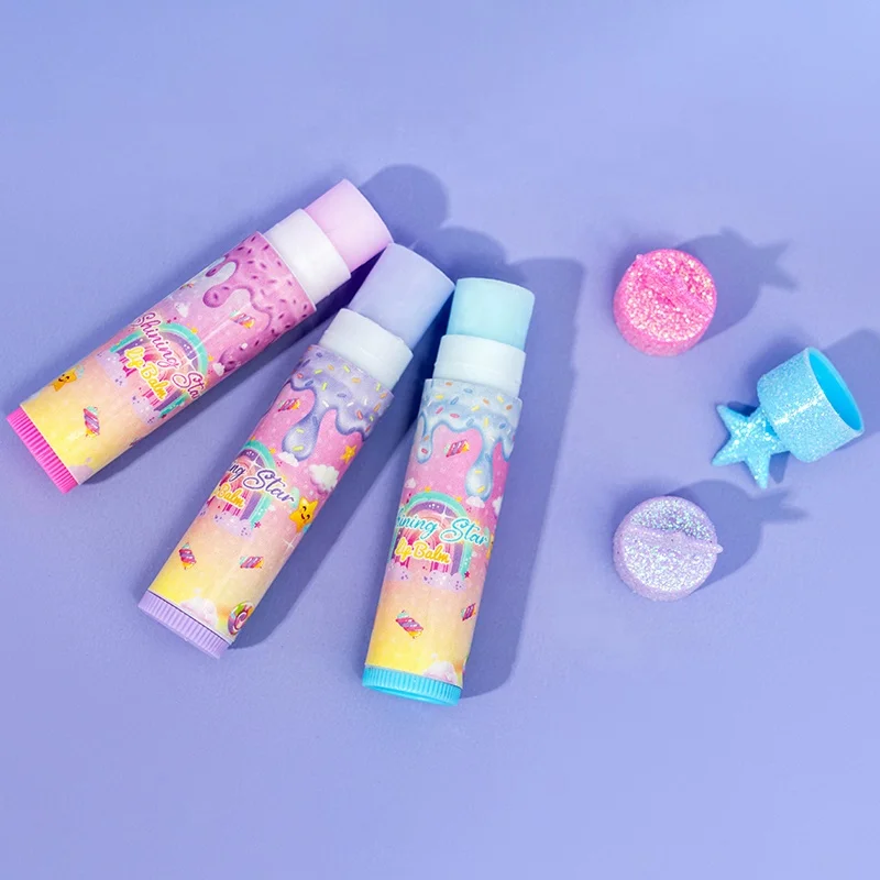 Wholesale Private Label Fruit Lip Balm set shining star lip balm set for kids