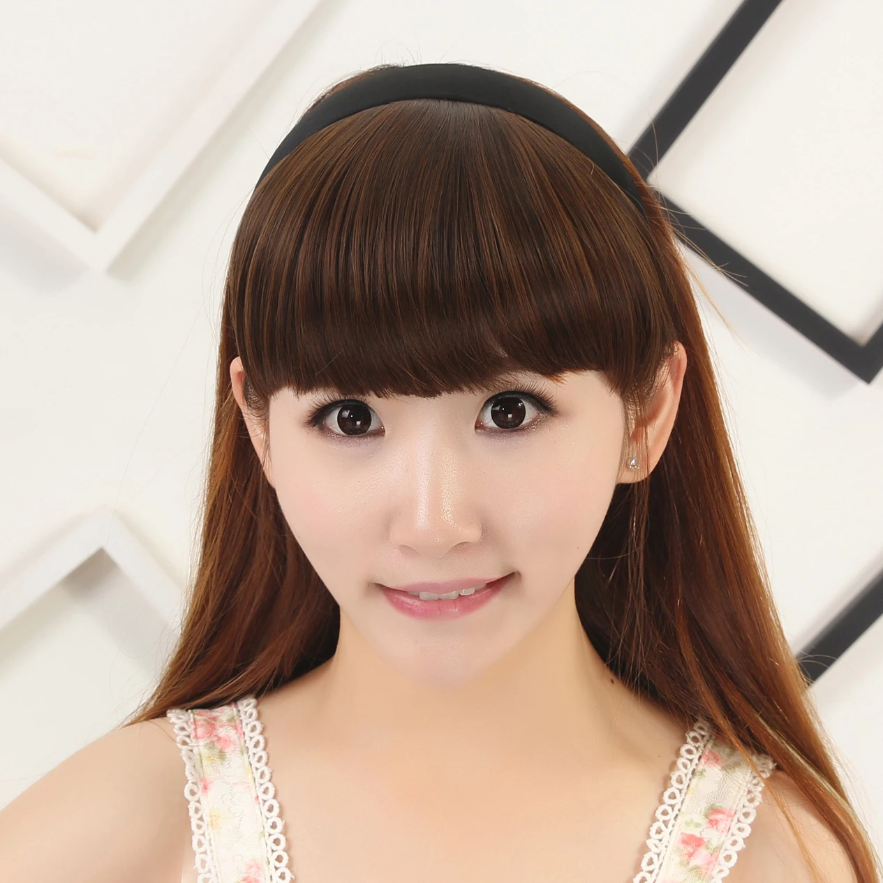 
Fashion Style Heat Resistant Fiber Fringe Realistic hair band wig with bangs 