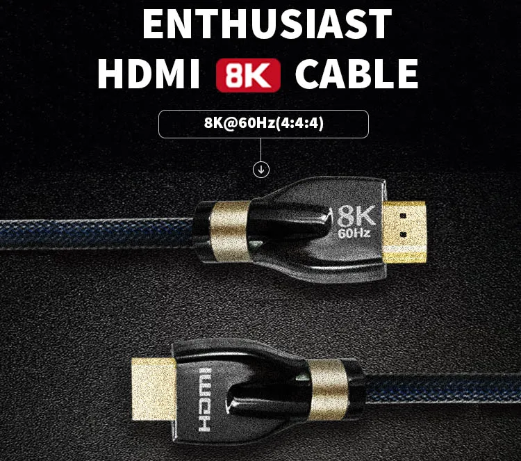 Zinc Alloy Metal Housing HDMI Line 8k Flexible Cord HDMI 21 8K UHD 8K 48Gbps HDMI Cable