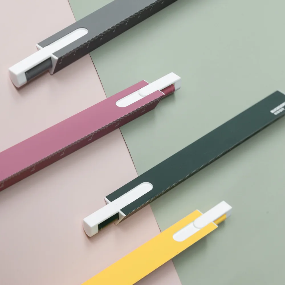 Wholesale Cheap 15cm 3 Sided Stainless Steel Architectural Triangle Aluminum Ruler Metric Scale Triangle Rule With Pen