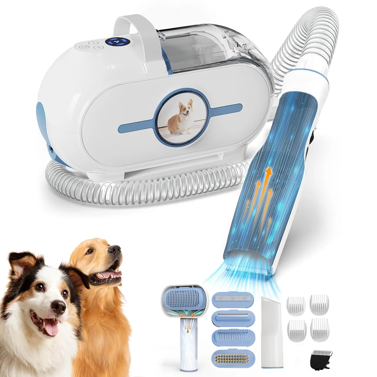 Hot sale 5-in-1 Dog Grooming Kit With Innovative Pet Vacuum Cleaner, Brush, Trimming , Crevice Tool For All Pet Hair