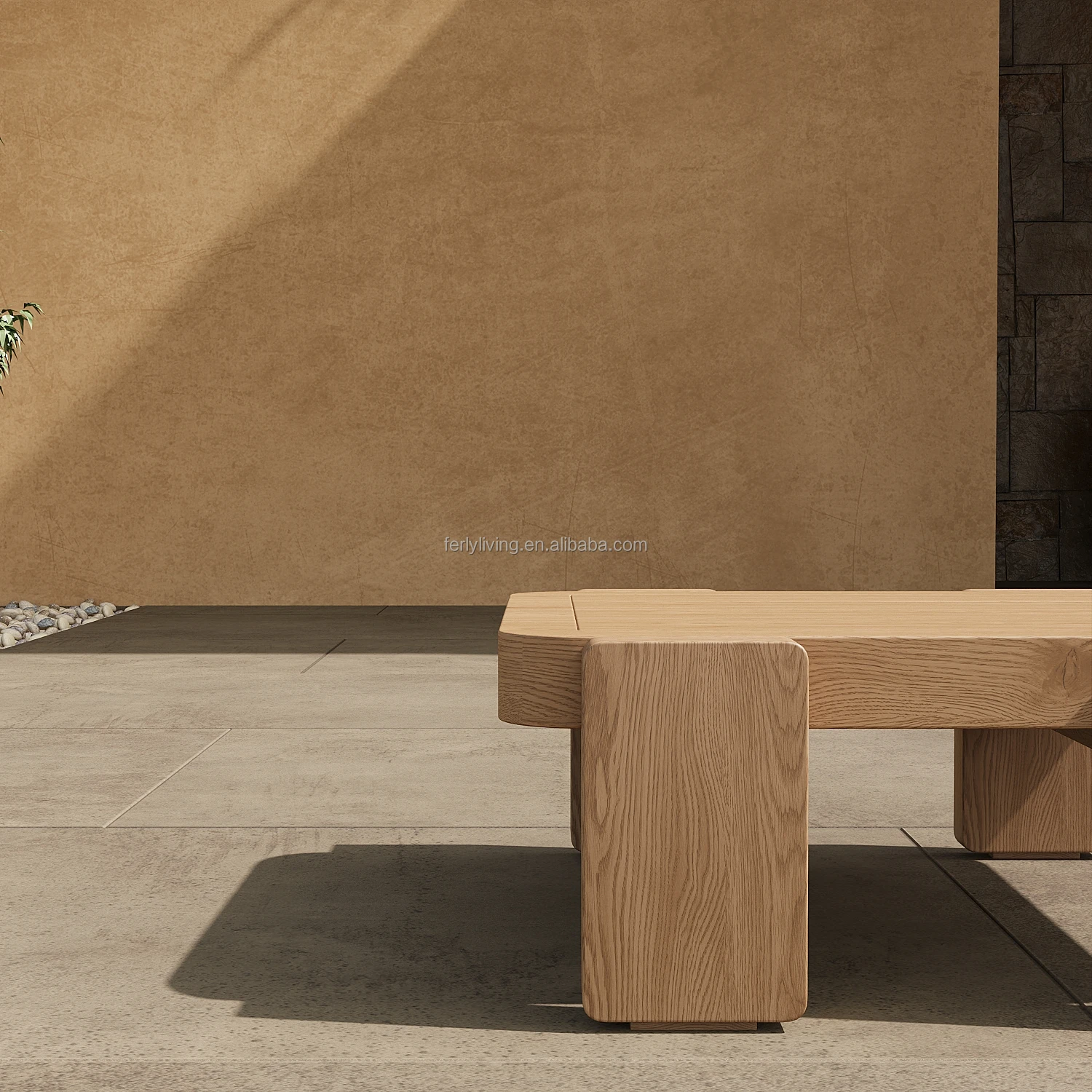 FERLY Modern Customized OEM Solid Wood Teak Outdoor Garden Furniture Side Table Wood Coffee Table For Garden