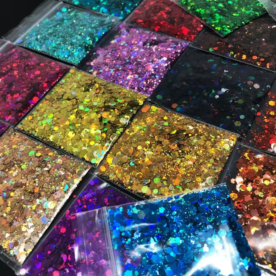 Free Sample Wholesale Bulk Mixed Glitter Powder Biodegradable Holographic Glitter For Nails Or Other Crafts