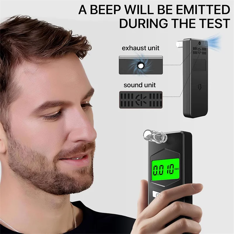 Portable Digital Alcohol Tester with Semiconductor Alcohol Sensor 32-Time Memory High-Precision Alcohol Breathalyzer
