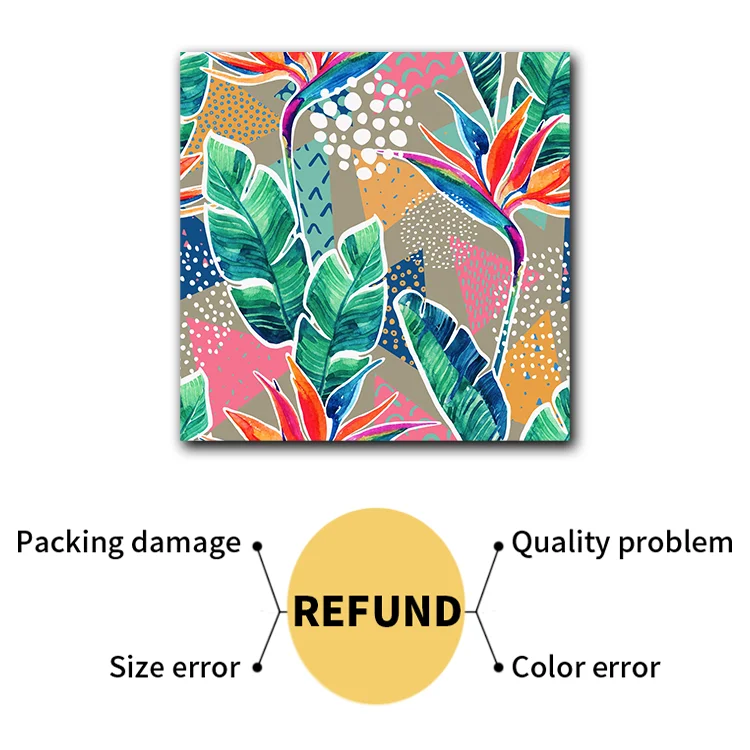 Daily Sales Colorful Flower And Leaf Printed Canvas Painting Flower Painting For Home Decoration