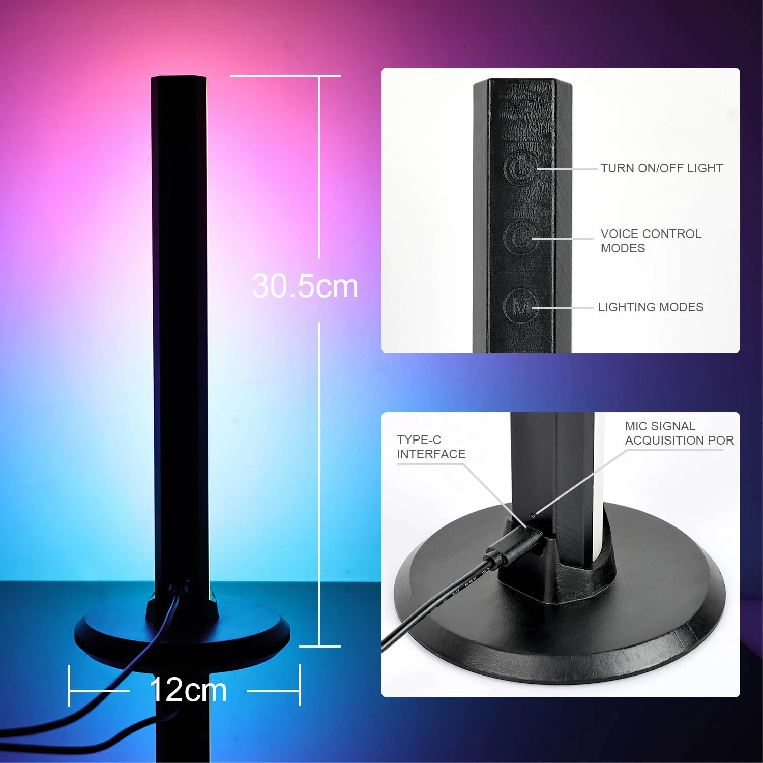 Desk Atmosphere RGB Night Light App Control TV Computer Decoration Lamp rgb Sound Control Led Light Motion Sensor Light Indoor