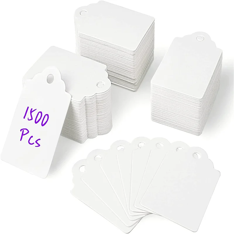 Custom Brand Name Logo 350GSM White Cardboard Folded Hang Tag for Tie