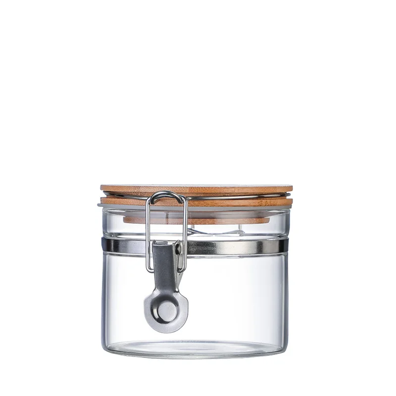 Lock design high borosilicate glass sealed jar for kitchen supplies storage food seasoning candy    Factory direct sale