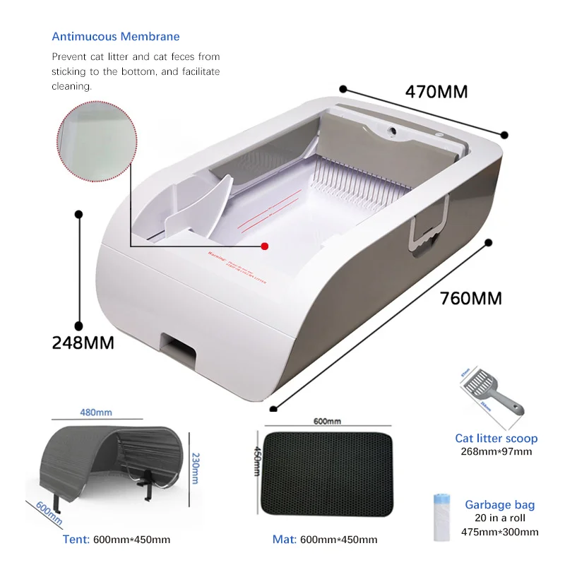 Deluxe Fixed Time Self Cleaning Cat Toilet Box Non-stick Bottom Intelligent Pet Product Large Capacity Cat Litter Box Automatic