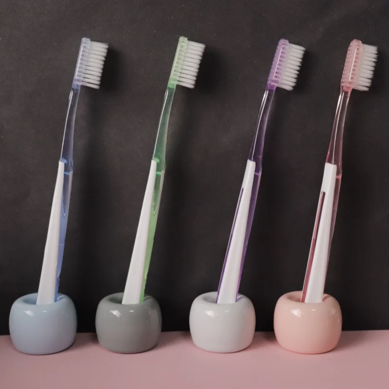 Hot Selling Home Bathroom Supplies Custom Logo Clear Plastic Handle Dental Brush with Soft Bristle