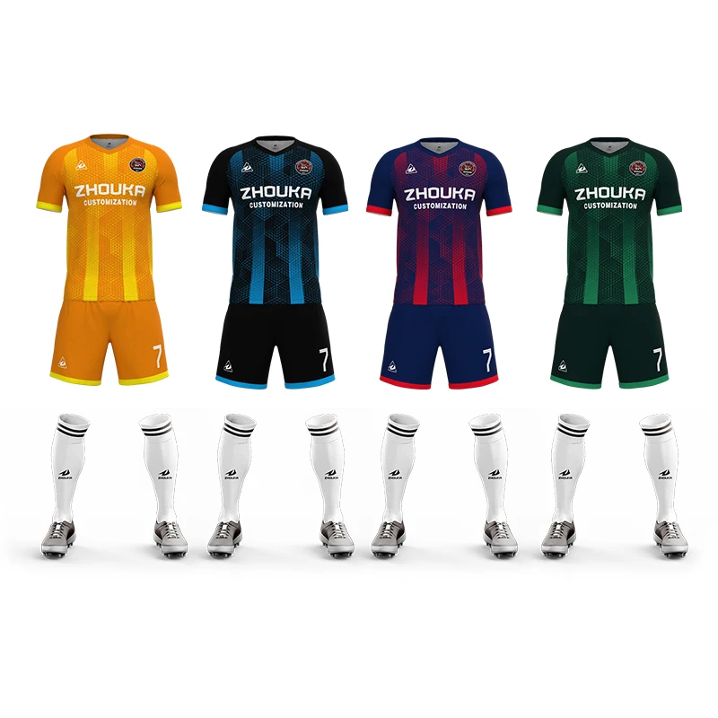 Wholesale High Quality Team Soccer Uniform Football Jersey Shirt Custom Design  Sublimated Sports Series  Men Soccer Jersey Set