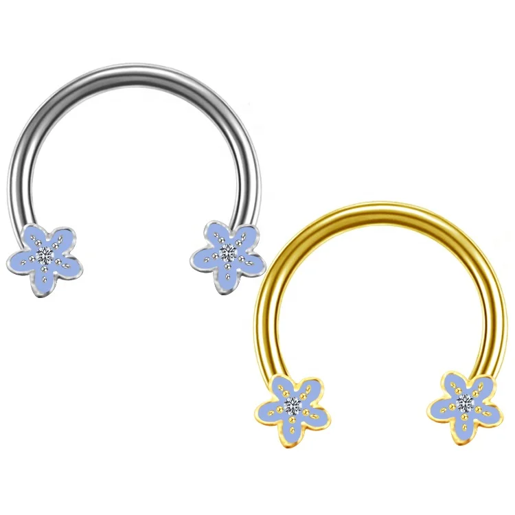 Gaby new design flower horseshoe stainless steel nose ring bulk for women piercing wholesale body jewelry