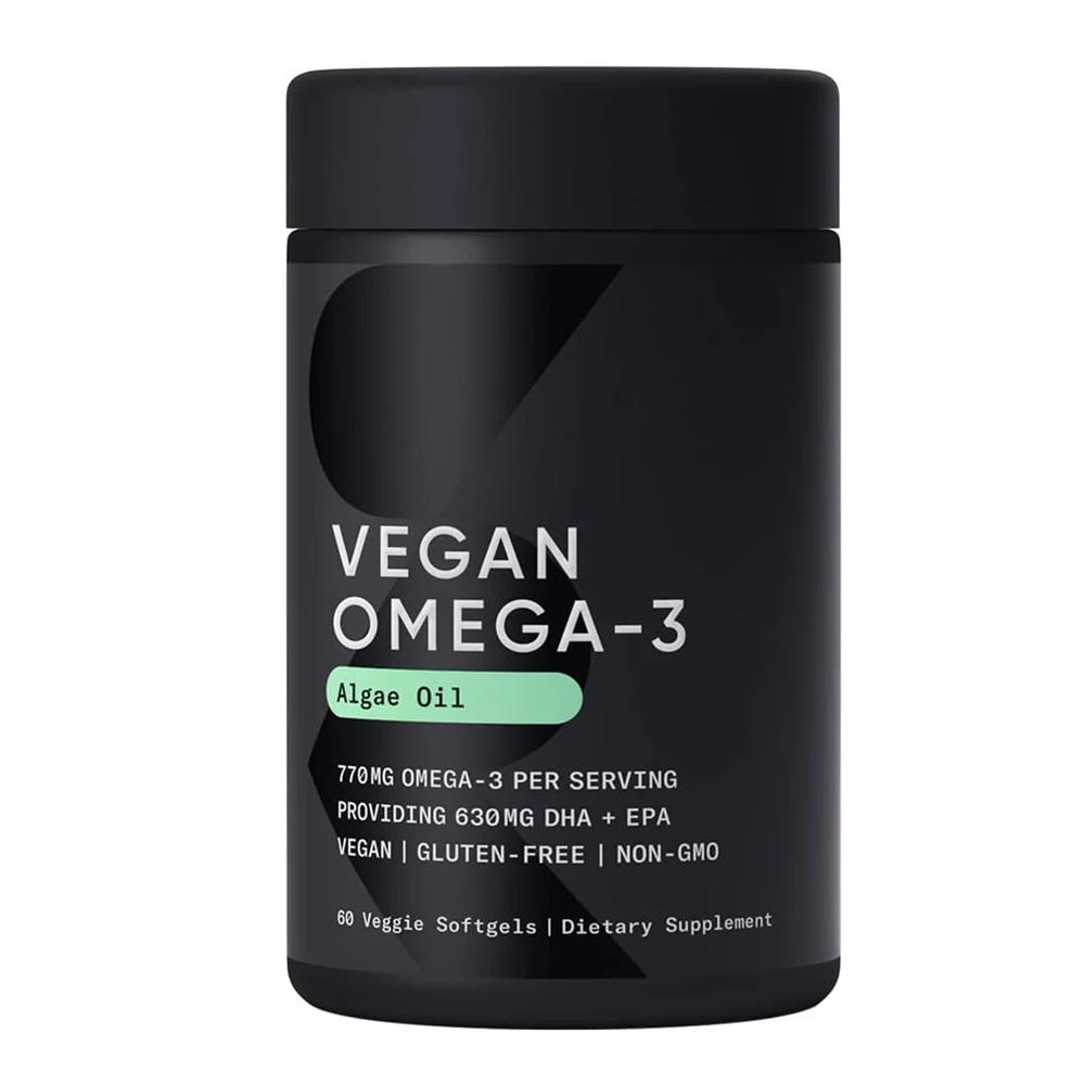Vegan Omega-3 Fish Oil Alternative from Algae Oil Vegan DHA & EPA Fatty Acids Vegan Certified - 60 Softgels (Carrageenan Free)