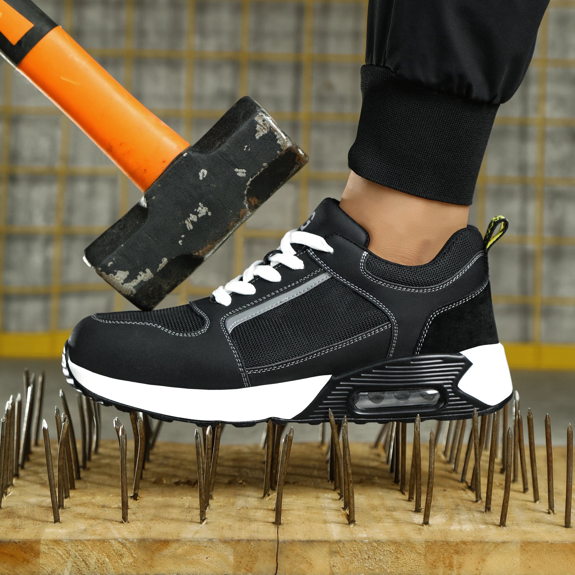 CE Certification Anti-impact Puncture Proof Work Shoes Pig Leather Steel Fabric Safety Shoes Steel Toe PU P-sole Safety Shoes