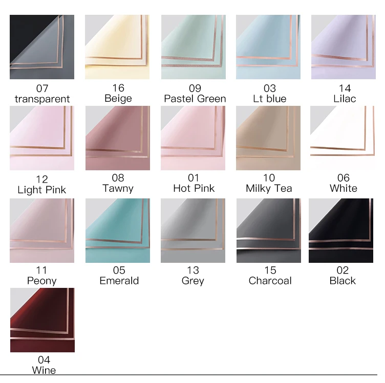 
Hot sale Matte Flower Bouquet Wrapping Packaging Paper with Golden Frame 