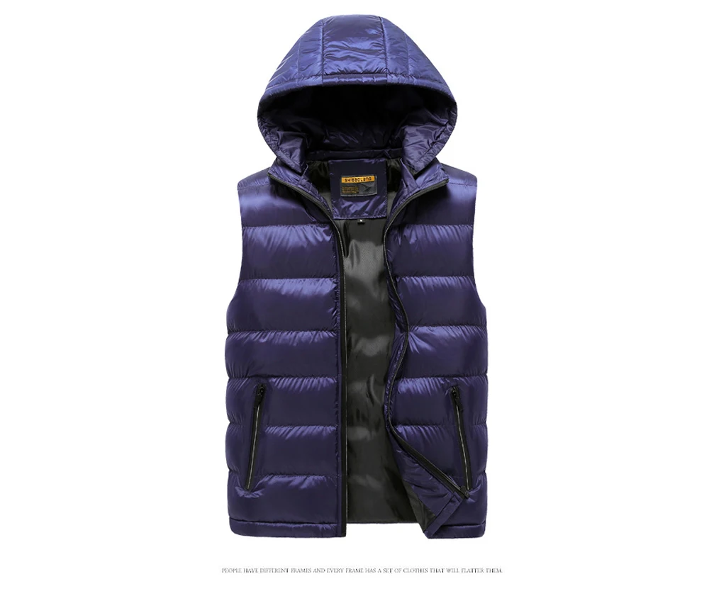 
Winter Mens Vests Fashion Men Sleeveless Hooded Jackets Male Cotton-Padded Vests Thicken Warm Waistcoats Clothing 5XL 