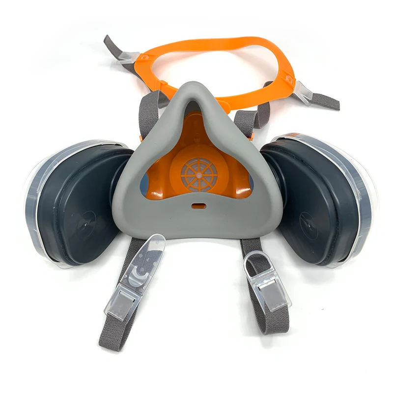 Chemical Protective Double Respirator Silicon Dust Gas Mask With Double Filters