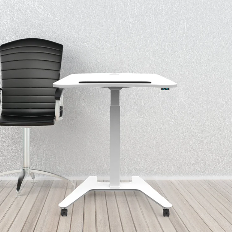 Office height adjustable laptop table with wheels bed side standing computer uplift laptop mobile desk frame