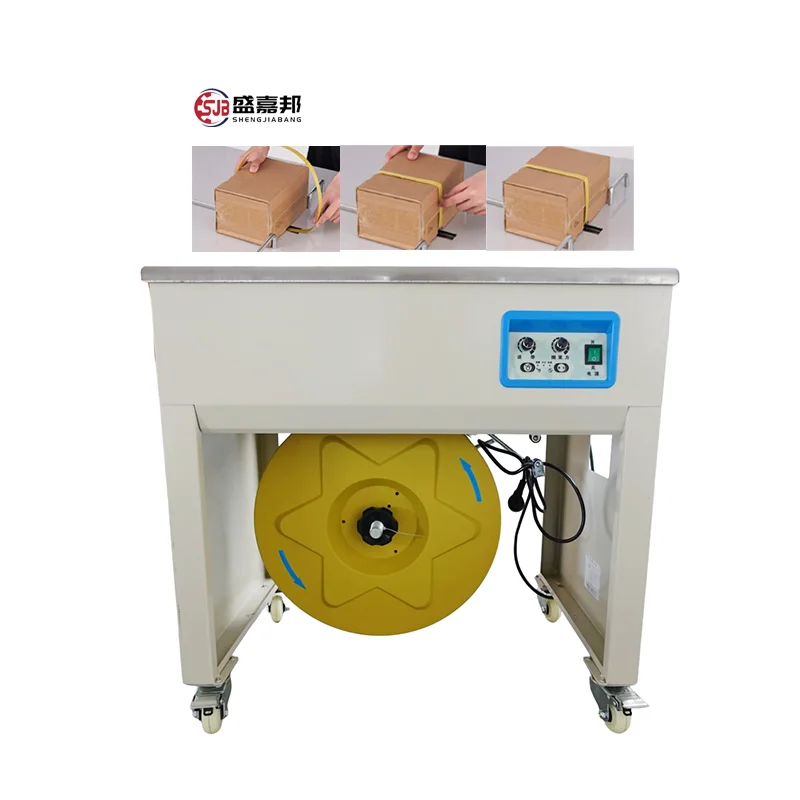 SJB Semi-Automatic Carton Strapping Machine PP Strap Box Packing & Shrink Strapping for Small Pallet PE Carton Wrap Equipment