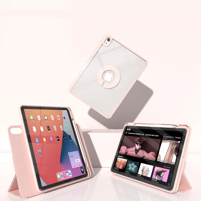 360 degree rotating leather case Acrylic transparent case for iPad 7/8/9 th generation 10.2 9th case