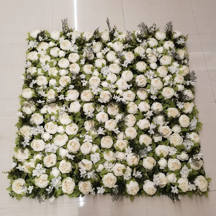 Y019 Wholesale Wedding Decorative Silk Fake Floral Wall Panel Roll up Flower Backdrop Artificial Peony for Sale