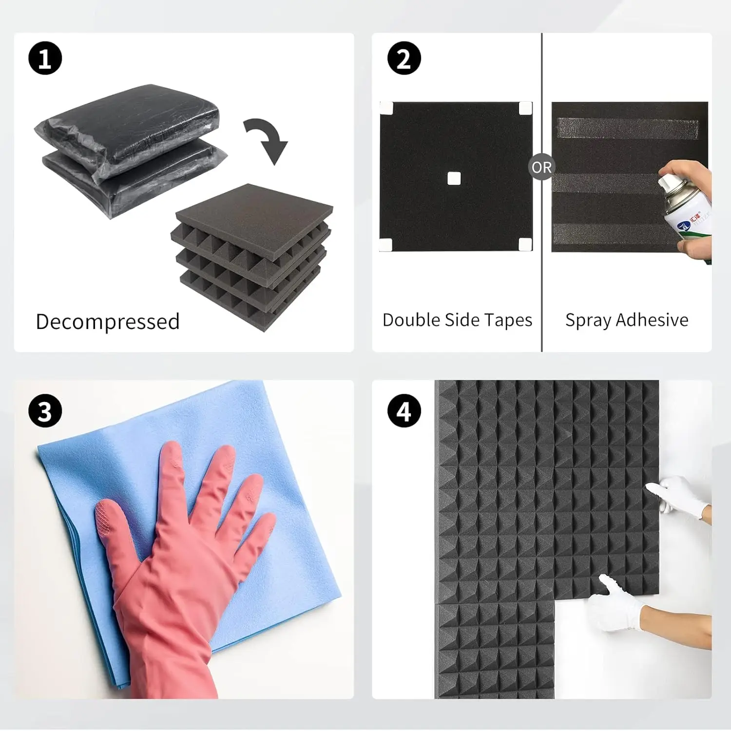 FBA Studio Soundproof Acoustic Foam Pyramid Recording Studio Sound Adhesive