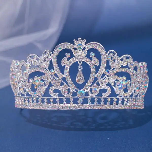 Luxury Princess Crown Alloy Rhinestone Bridal Crown Jewelry Bridal Hair Accessories