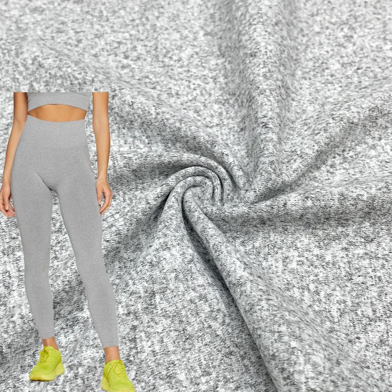 polyamide elastane leggings cotton feeling yarn dyed moisture wicking one side brushed fleece fabric