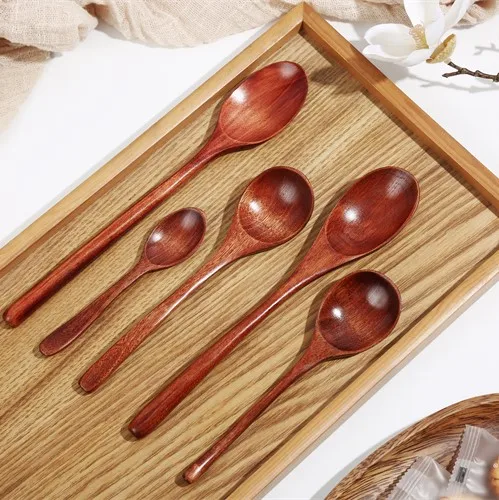 OEM Newest design eco friendly Curved handle nanmu products mini dessert tea coffee stir wooden spoon