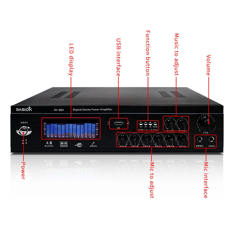 AV-88A USB/BT/SD/FM power stereo   amplifiers  Karaoke  speaker wireless amplifier audio professional  amplifier