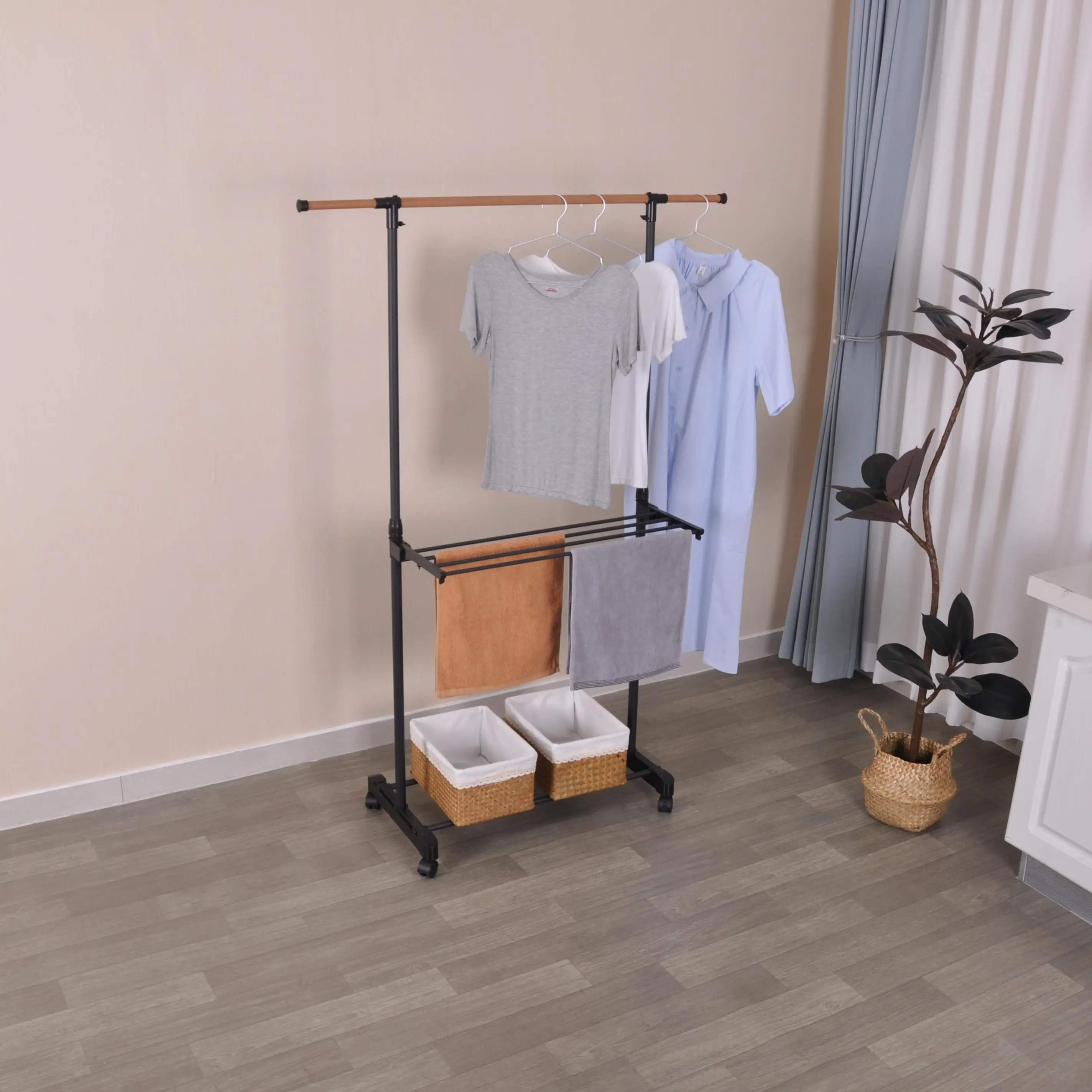 Factory Direct Sale Modern Clothes Suspension Rust-Proof Hooks Indoor Clothes Hanging System