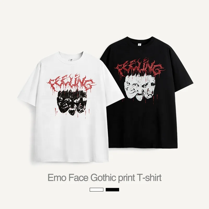 INFLATION Feeling Gothic Letter Printing oversized tshirt unisex streetwear manufacturer custom mens t shirt man clothes graphic