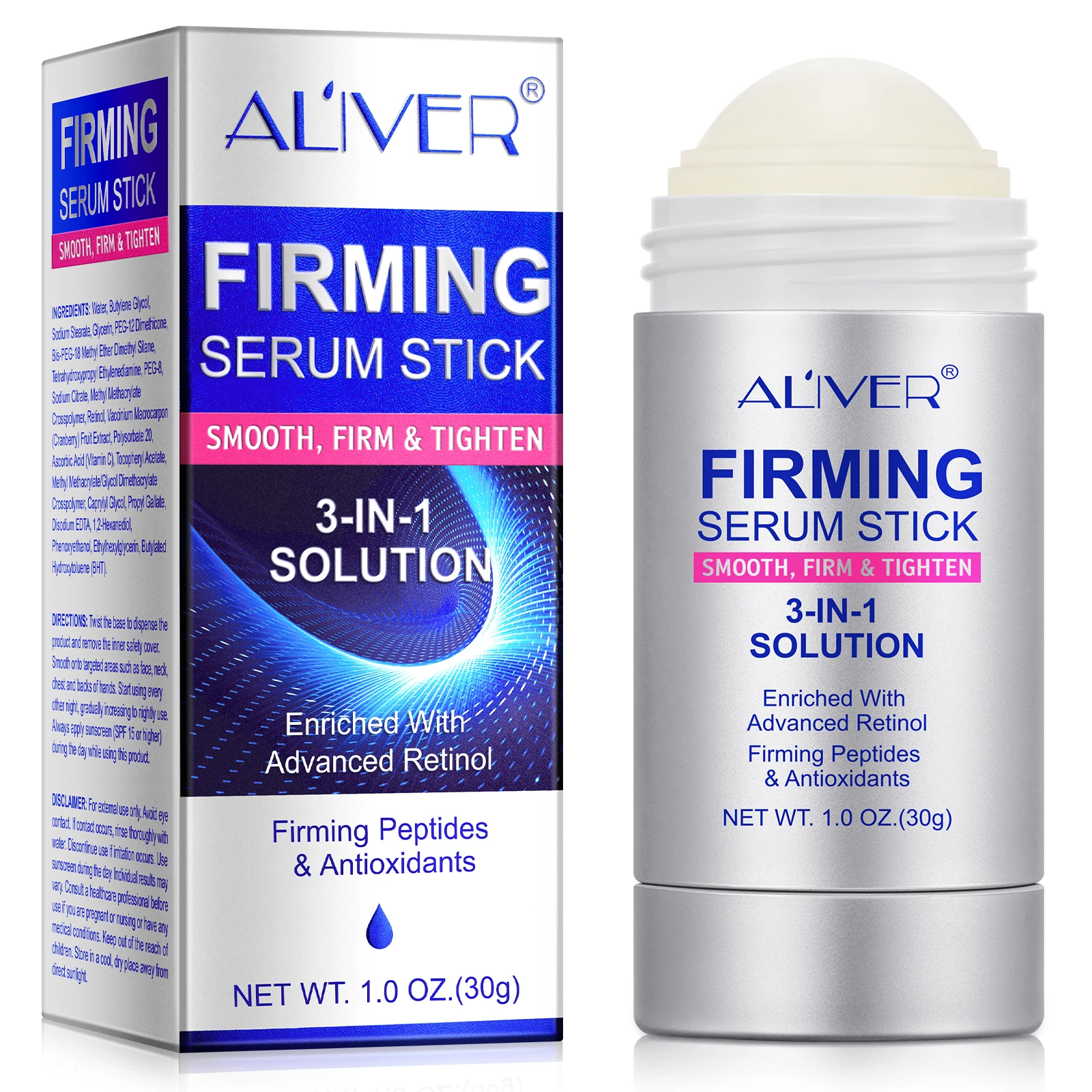 ALIVER Skincare Advanced Retinol Firming Serum Stick Firm Peptides Antioxidants 3 In 1 Solution Tighten Anti Wrinkle Serum Stick