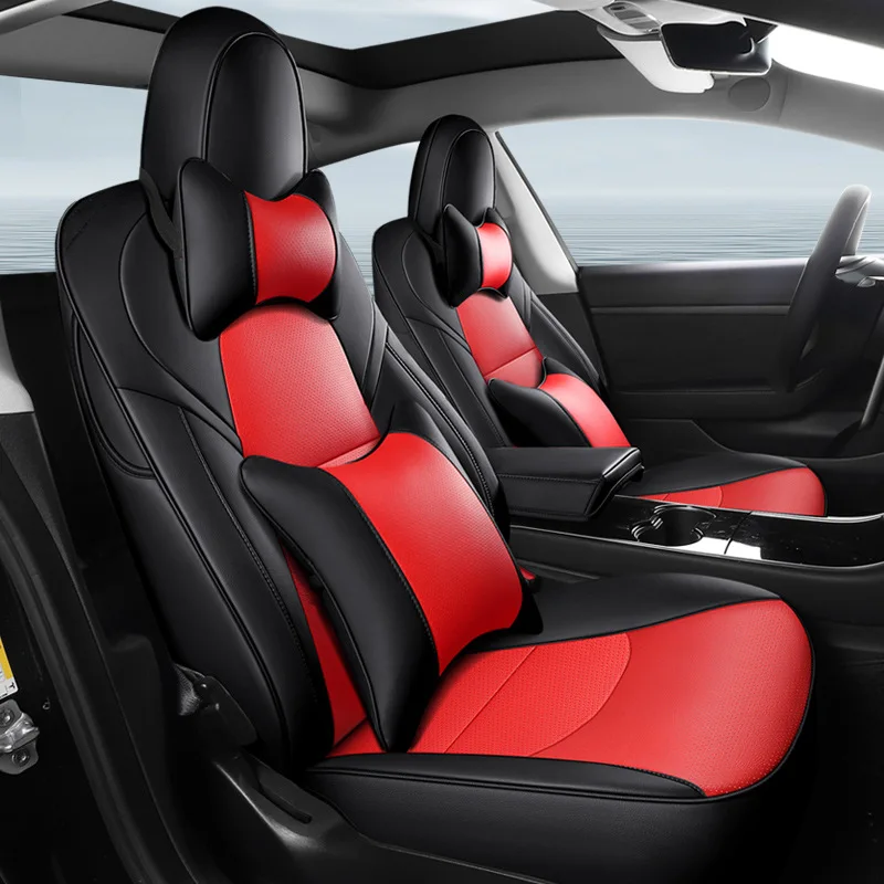 Designer auto accessories luxury car interior 360 degrees all inclusive leather car seat covers full set for tesla model 3