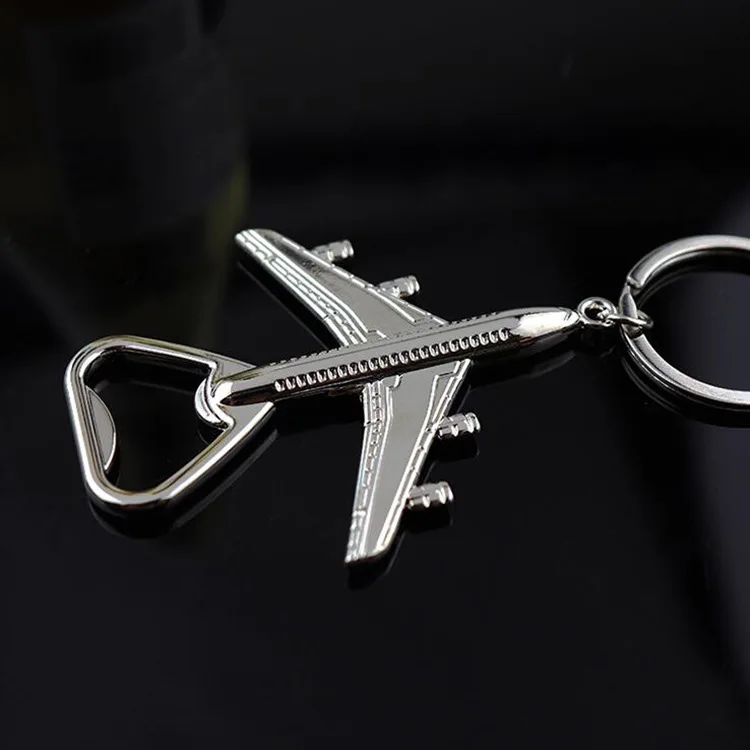 2024 Hot selling boyfriend gifts Key ring Metal Airplane Bottle Opener Keychain for flight lovers