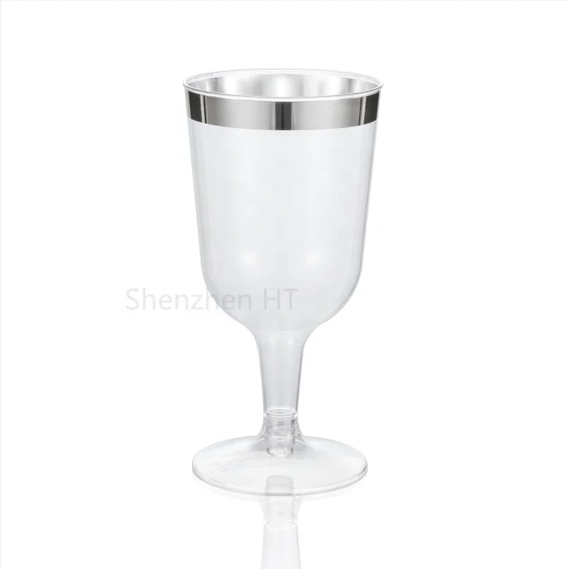 Hot Stamping Disposable Plastic Wine Glasses Elegant Disposable Party Cocktail Cups for Wine Drinking