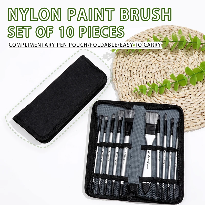 Bo Yi Xuan 10psc/set Artist Paint Brush Set For Watercolor Oil Acrylic Painting