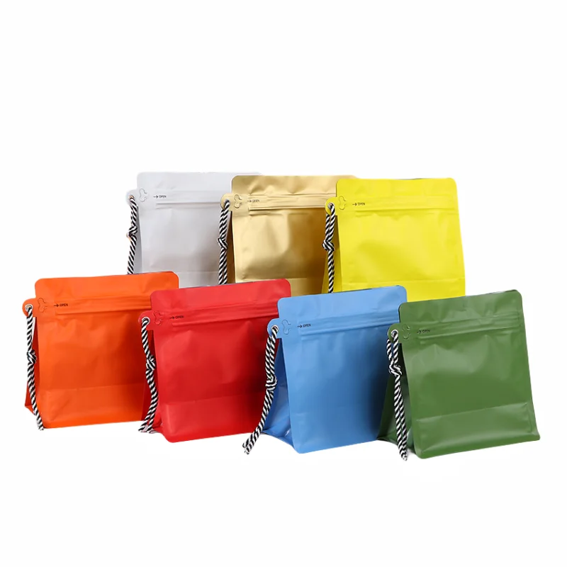 250g 500g Aluminum Foil Flat Bottom  Tea Bag  Lanyard Coffee Bag with valve and zipper