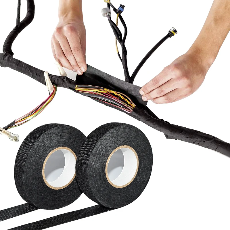 Wiring Adhesive Automotive Electric Polyester Fabric Car Velour 19mm Heat Resistant Wire Harness Tape