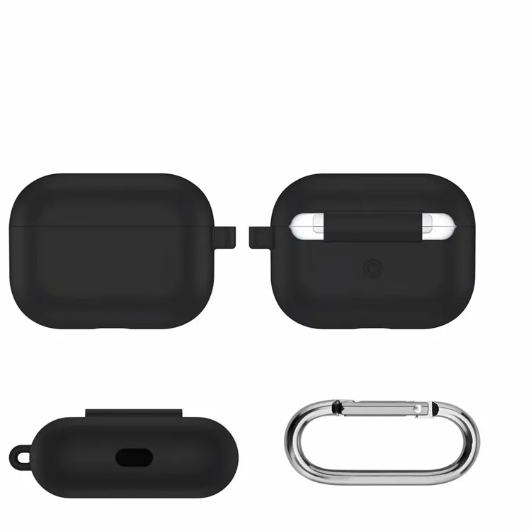 
Anti lost silicone case for airpods pro, for airpods pro super slim rubber silicone case protective cover with carabiner 