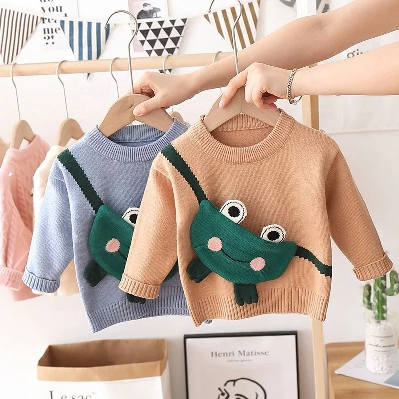 In Stock Solid Warm Winter And Autumn Baby Knitted Wholesale Children Sweater