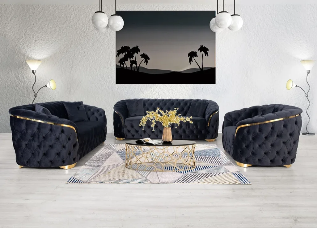 Hot Sales Luxury Living Room Stainless Steel Lounge Sofa 2-3 Seater Velvet Upholster Couch For Home Hotel