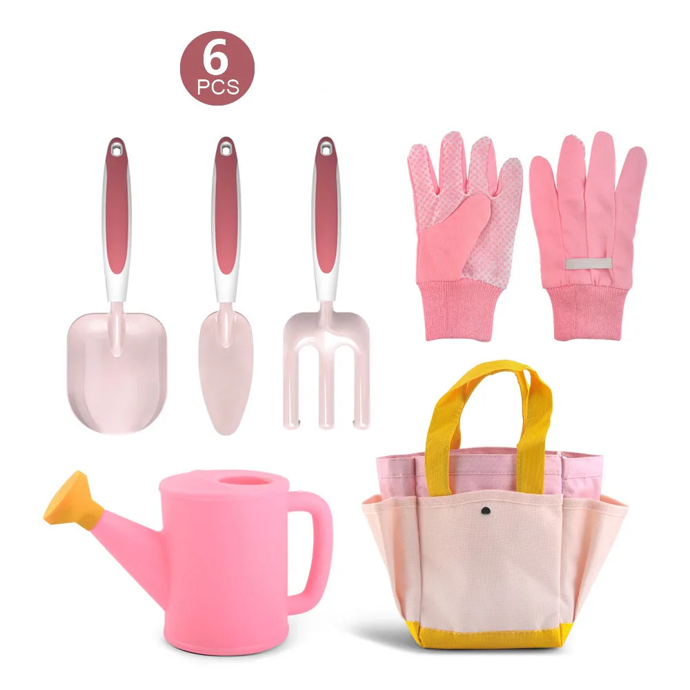 Garden hand tools 6pcs kids gardening set children hand tool kit toddler gardening tool set for boys girls gift