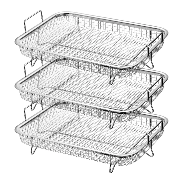 Air Fryer Basket for Oven, Stainless Steel Grill Basket with Handles, Non-stick Mesh Crisper Tray Basket Set