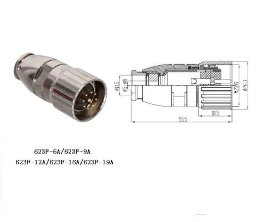 Hummel circular connector-12pin ip67 M23 thread assembly connectors